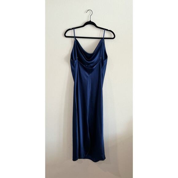 Petal + Pup Blue Satin Cowl Neck Slip Dress Size 8 Y2K Style - Picture 2 of 8
